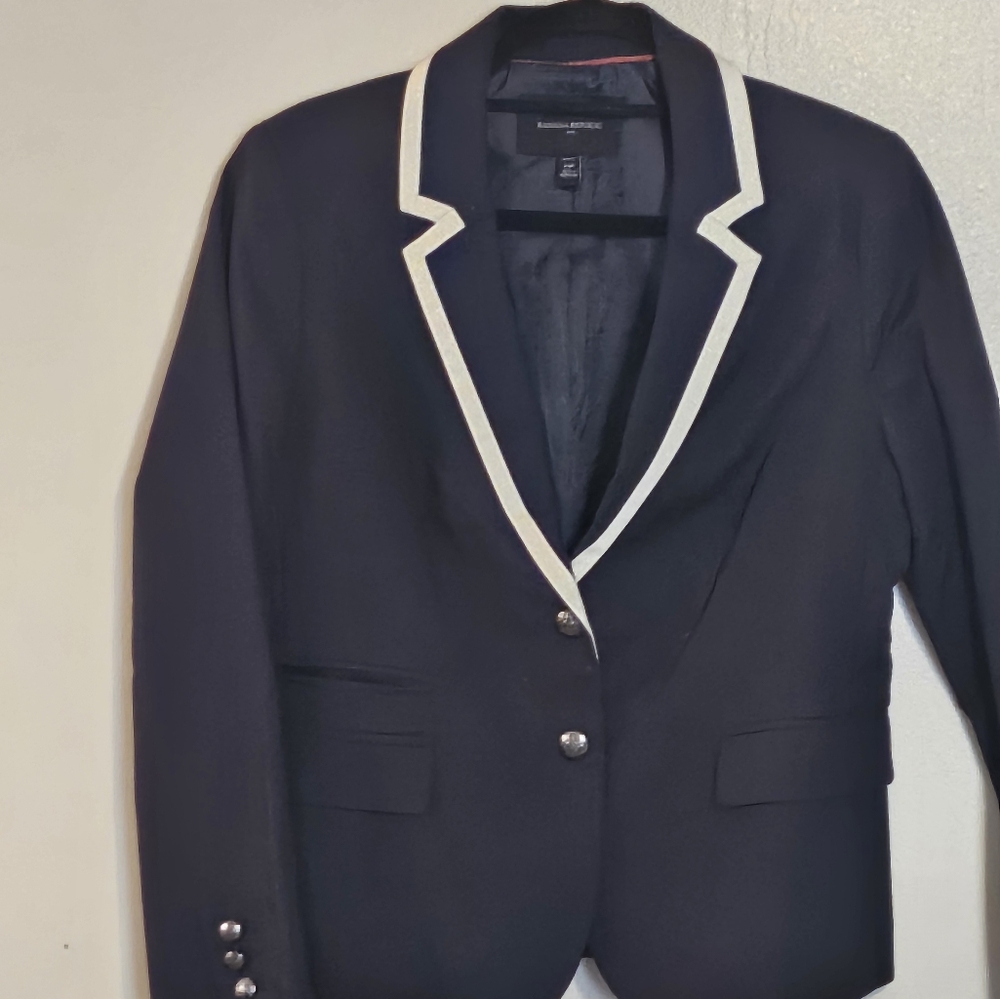 Banana Republic Navy Blue/white trim blazer